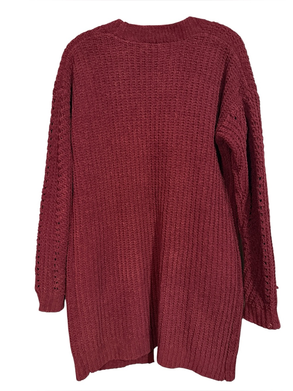 Love Tree Women's Open Front Chunky Knit Maroon Cardigan Size Small NWOT - Picture 4 of 11